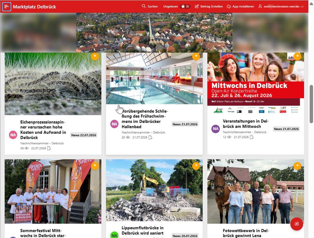 Die Orts-App Marktplatz Delbrück, umgesetzt mit Oracle APEX